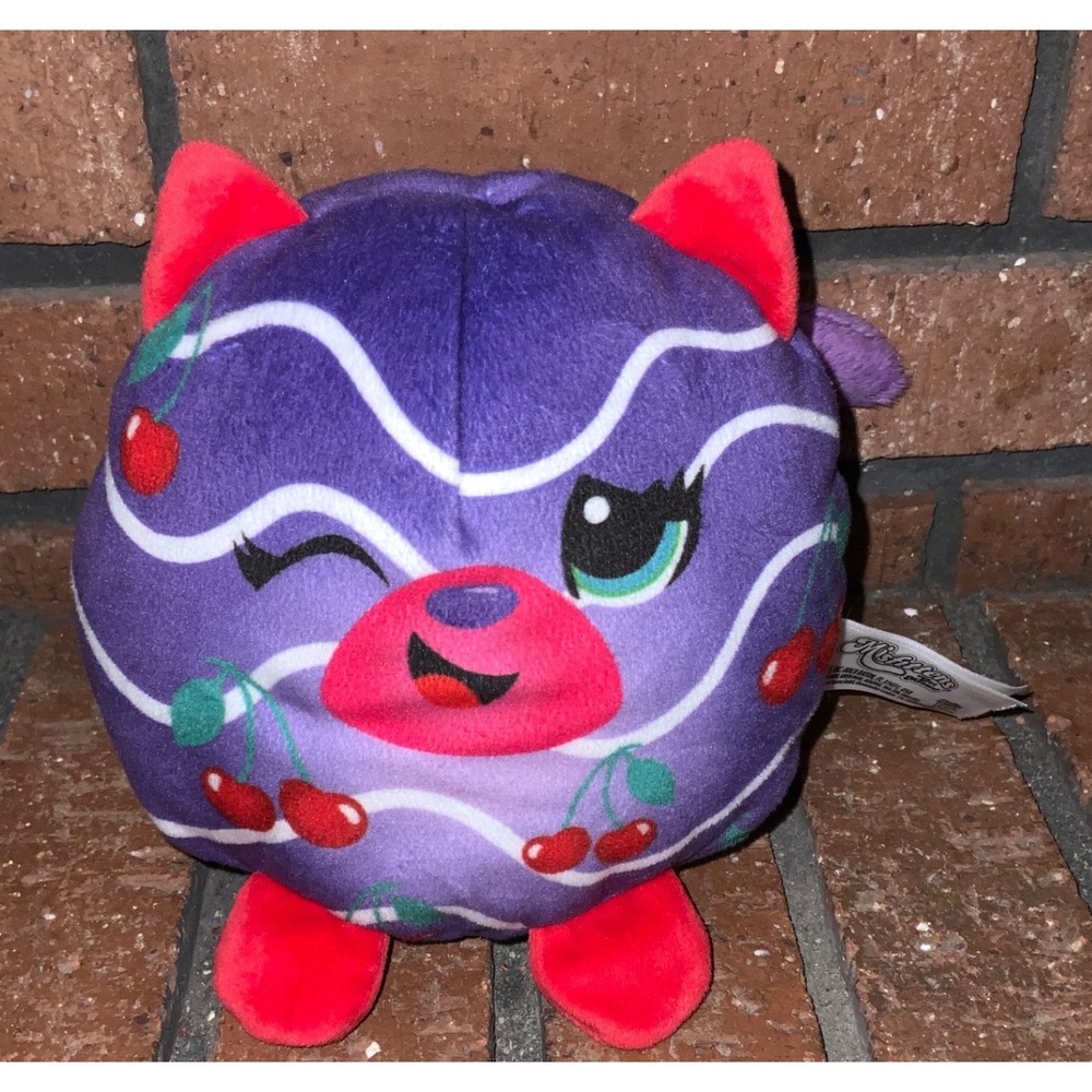 Misfittens Get Meowt Purple Cherry Cat Plush Round Stuffed Animal Basic Fun 2023